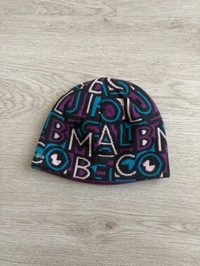 Reversible Columbia Black Beanie with Teal, Purple & Light Pink Lettering